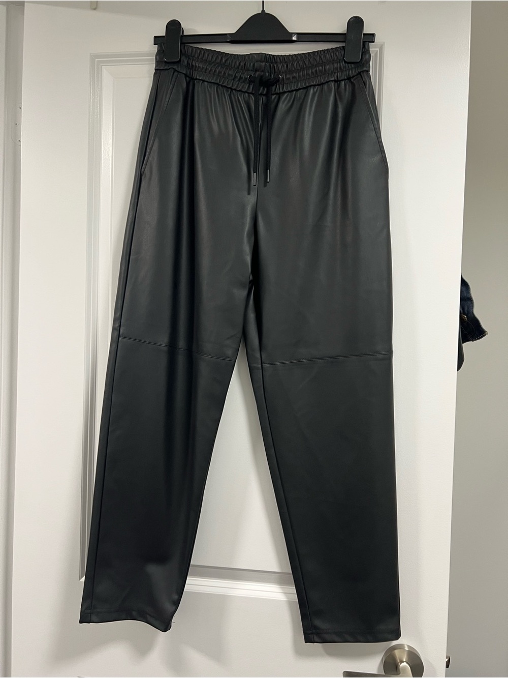 Zara Black Faux Leather Jogger Pants
